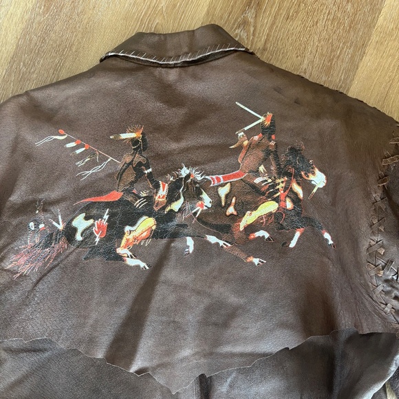 VINTAGE SCULLY BOMBER LEATHER JACKET - W ART ON BACK Size 48 - Picture 13 of 15